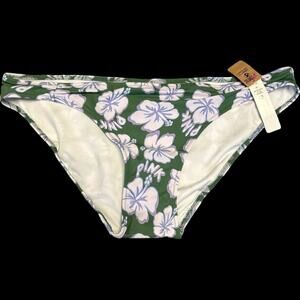 NWT Victoria’s Secret PINK Green Blue Floral Rouched side Bikini Bottoms  XL